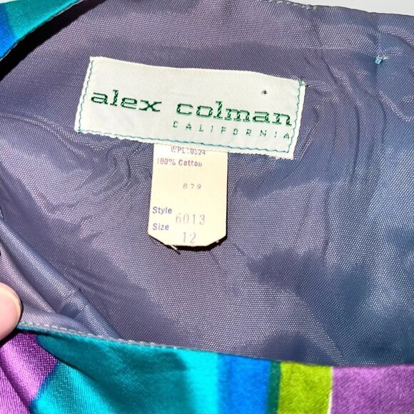 Alex Colman California Top Womens Size 12 Vintage Cotton Button Back Blue Green - Picture 4 of 13
